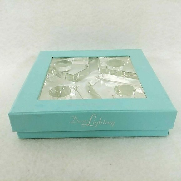 Candle Holders Taper Godinger Studio Silversmiths Crystal Modern Geometric 4 pc - Picture 7 of 8